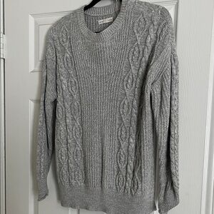 Aeropostale Heather Gray Cable Knit Crewneck Sweater